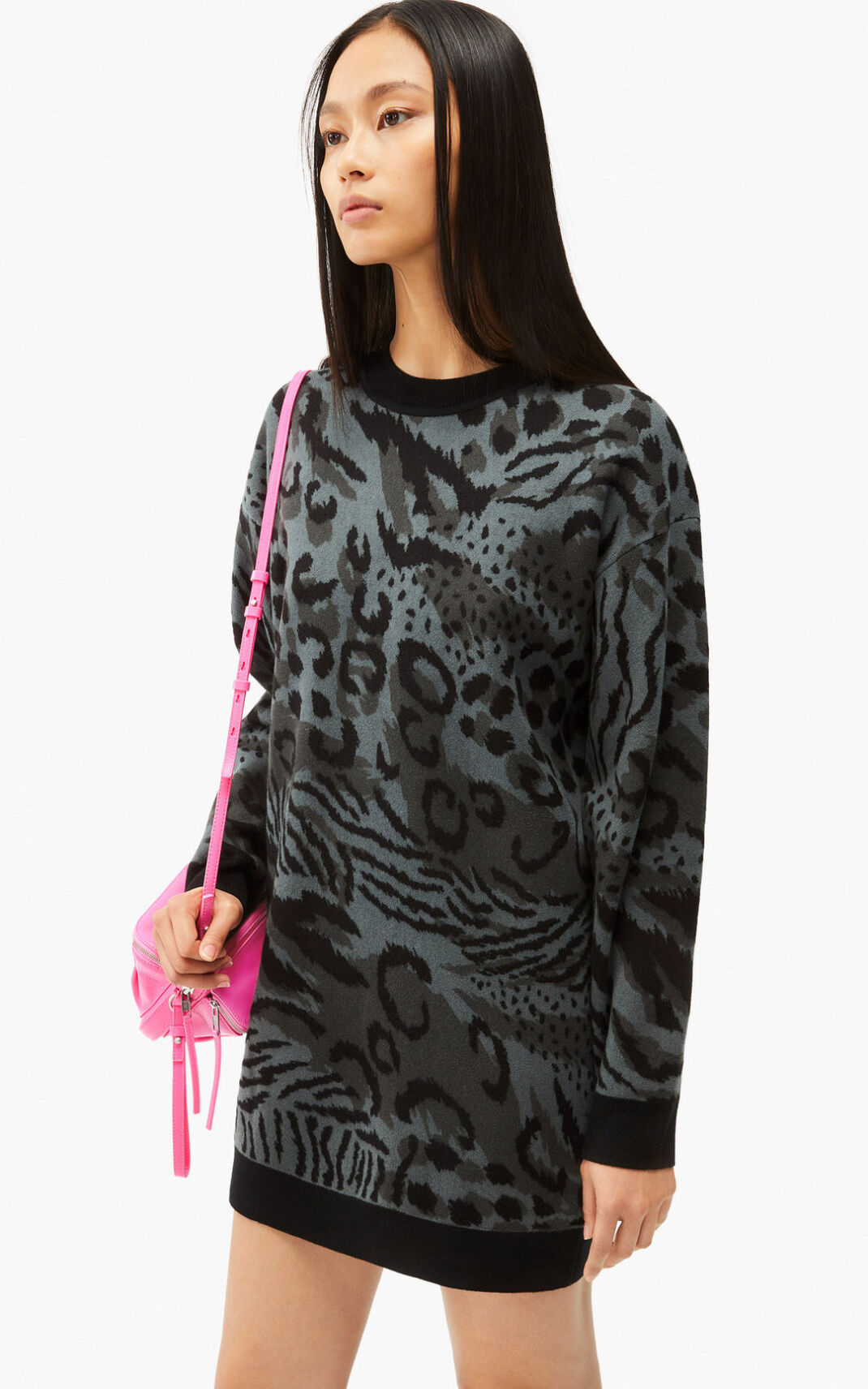 Kenzo Archive Leopard merino wool sweater Kjole Dame - Grå DK-496213